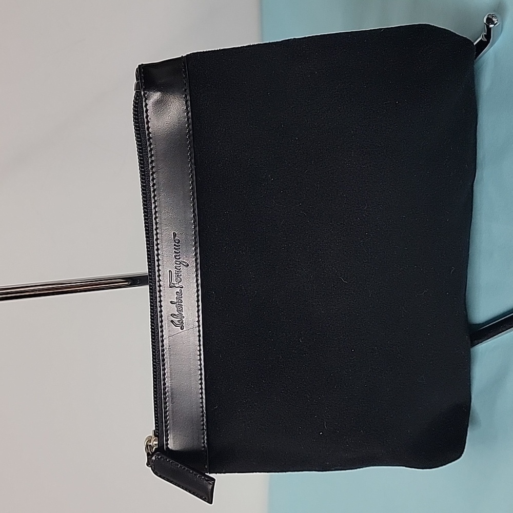 Salvatore Ferragamo Pouch Leather and Felt Mini Bag Makeup Travel Bag